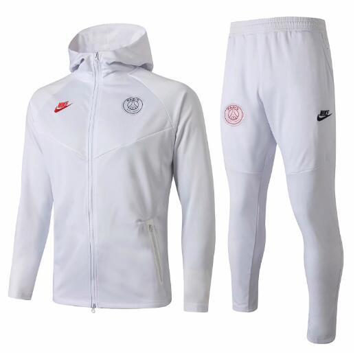2019-20 PSG White Training Suits Hoodie Jacket Top and Pants